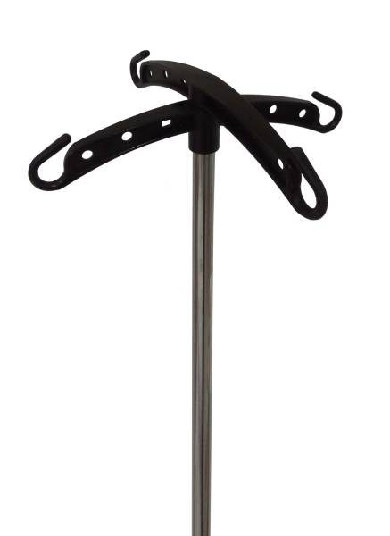 Pied à serum pliable avec roulettes et 4 crochets